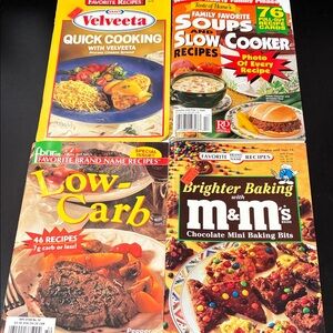 Vintage set of four cookbook magazines with assorted recipes